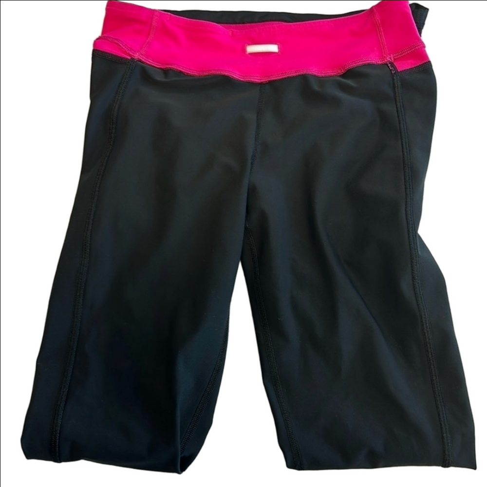 Ivivva by Lululemon Girls Size 14 Black Pink Ruched Yoga Leggings